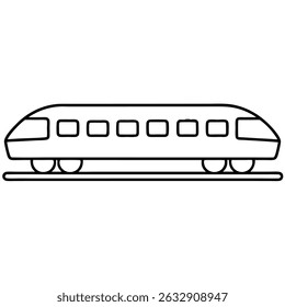 Line Art Vector Icon of a Long Multi-Car Train on White Background