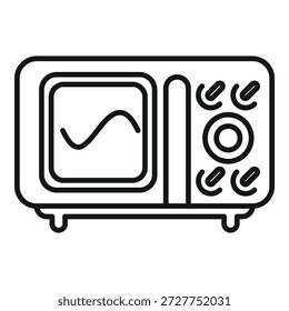 Line art vector icon of an oscilloscope displaying a sinusoidal signal on its screen
