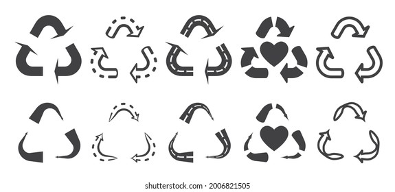 Line art vector icon reduce reuse and recycle for apps or website