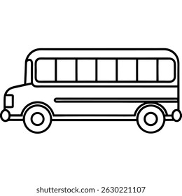 Icono de Vector de arte de línea de un autobús escolar con diseño limpio y fondo blanco
