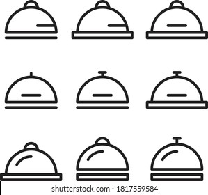 conjunto de iconos de vectores de arte de línea de cloche de alimentos
