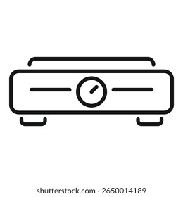 Line art vetor ícone de um fogão elétrico simples top com painel de controle de temperatura, ótimo para representar aparelhos de cozinha e cozinha