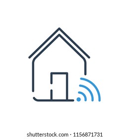 Line art Vector icon. smart home connection