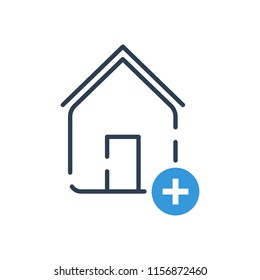 Line art vector icon. smart home add
