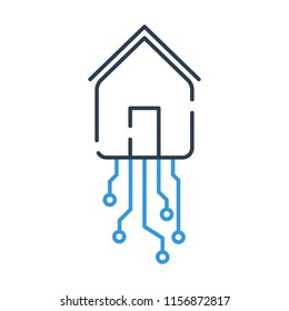 Line art Vector icon. smart home connection