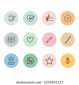 line art vector icons for social networks colorful and white background