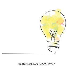 line art vector of idea of glowing bulb as an inspiration. World creativity and innovation day. Ideas and brainstorming concept.