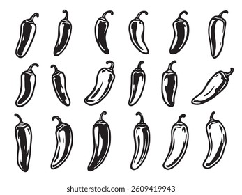 Jalapeño line art Vector Illustration