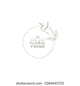 ilustración vectorial de arte de línea.
marco circular de patrón floral abstracto.