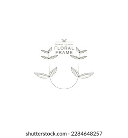 ilustración vectorial de arte de línea.
marco botánico de patrón floral abstracto.