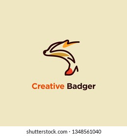 line art vector illustration of badger designs, badger logo designs concept