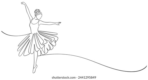 Line Art Vektor-Illustration von Balerina Balette Tänzerin