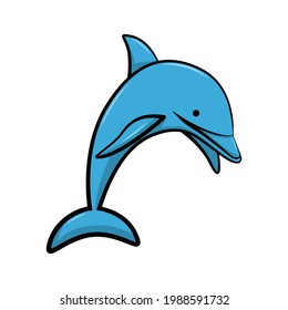 Line art vector illustration of a blue dolphin