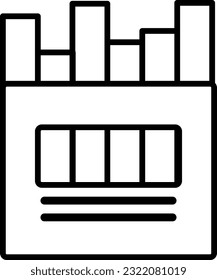 Line art vector illustration of a box of chalks. White chalk box icon for blackboard.