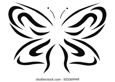 line art vector illustration of a butterfly in black and white