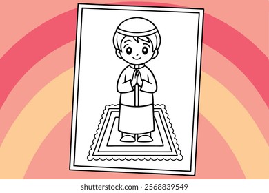 Line Art Vector illustration of a Child Praying in a Minimal Style