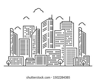 Line Art Vector Illustration City Line Stock Vector (royalty Free 