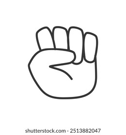 Ilustração vetorial de arte em linha de um gesto fechado em primeira mão, simbolizando força e solidariedade.