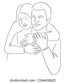 Line Art Vector Illustration Couple Hug Stock Vector (Royalty Free ...