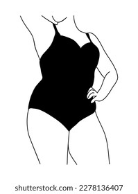 Line art vector illustration of curvy woman.