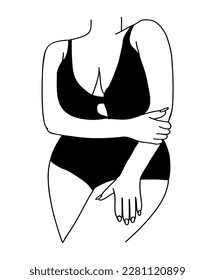 Ilustración vectorial de línea de la mujer curvada.
