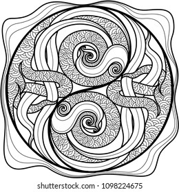 Line Art vector illustration design for pattern, tattoo, bag, cover, wall decoration, t-shirt and poster.