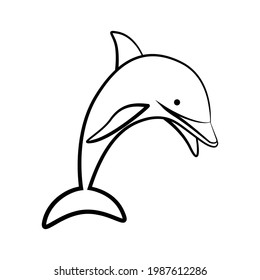 Ilustración vectorial de línea de un delfín