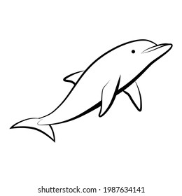 Line art vector illustration of a dolphin