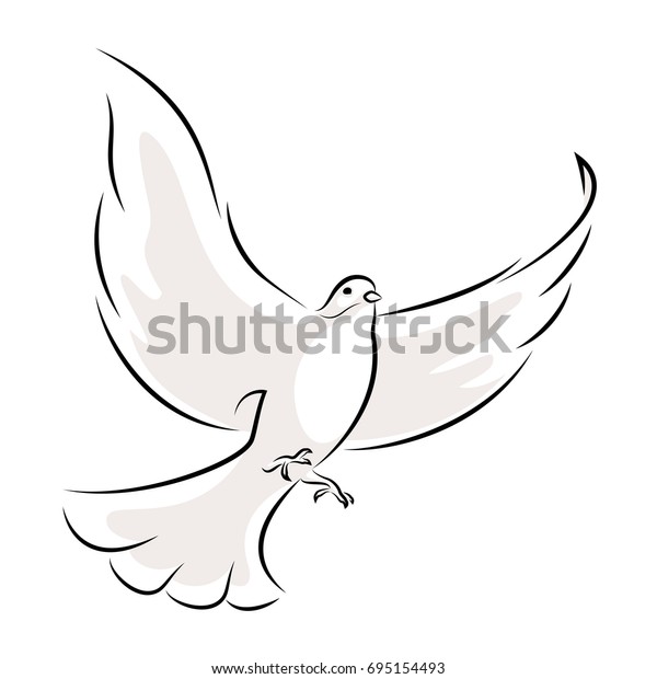 Line Art Vector Illustration Flying White Stock Vector (Royalty Free ...