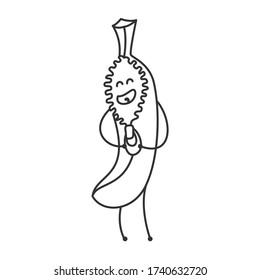 Ilustración vectorial de arte de línea de banana divertida