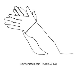 Line art vector illustration of Hands. Hands Clapping, concept of  Applause and acclaim. Vector Continuous illustration isolated on white background.