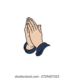 Ilustración vectorial artística de líneas de manos juntas en el Dua o gesto de oración. Representa la fe, la devoción y la espiritualidad en el Islam y la adoración musulmana.