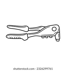 Line Art Vector Illustration Handtool Rivet Gun Coloring Page Icon Logo Label Template Element for Design Realistic Fine Details