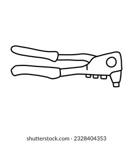 Line Art Vector Illustration Handtool Rivet Gun Coloring Page Icon Logo Label Template Element for Design Realistic Fine Details