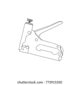 Line Art Vector Illustration Handtool Staple and Nail Gun Coloring Page Icon Logo Label Template Element for Design Realistic Fine Details