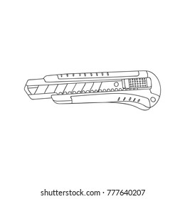 Line Art Vector Illustration Handtool Utility Snap-off Knife Coloring Page Icon Logo Label Template Element for Design Realistic Fine Details