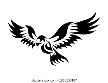 Line art vector illustration of hawk that is flying