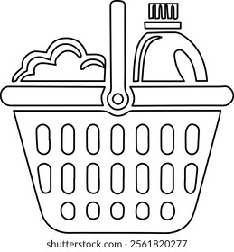 Line Art Vector Illustration of a Laundry Basket – Minimalist Design for Home and Lifestyle Themes.