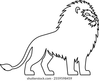 Line Art Vector Illustration of a Majestic Lion – Minimalist Animal Design for Modern Graphics.