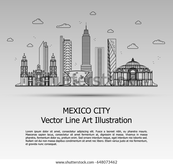 Line Art Vector Illustration Modern Mexico Stock Vector Royalty