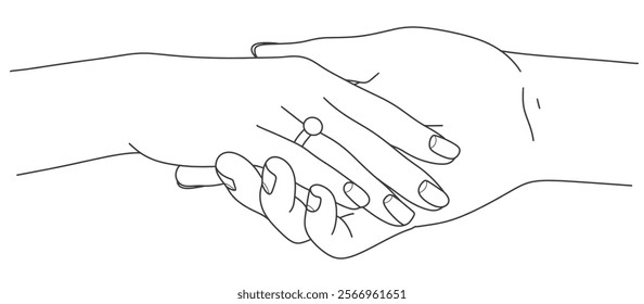 Line art vector illustration of a pair of couple Hand. sketch of couple hand