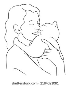 Line Art Vector Illustration Person Cuddling Stock Vector (Royalty Free ...