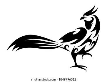 Line art vector illustration of pheasant that is walking.	