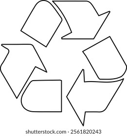 Line Art Vector Illustration of Recycle Icon for Eco-Friendly Design and Sustainability.