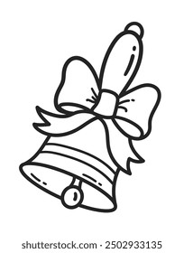 Line art vector illustration of school bell education symbol