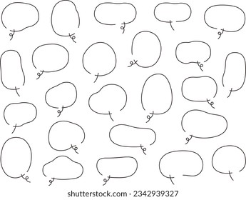 Line art vector illustration set of loose oval speech bubbles