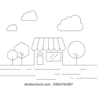  Vector de arte de línea Ilustración tienda ilustración imagen de tienda