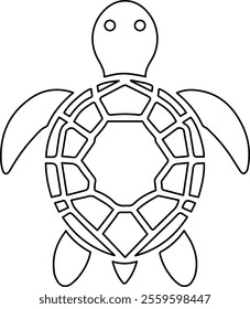 Line Art Vector Illustration of a Turtle - Minimalist and Elegant Turtle Design for Creative Projects.