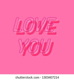 Line Art Vector Illustration for Valentine's Day. Love you - Greeting card with hearts. Invitation to holiday.