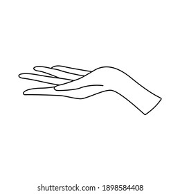 Ilustración vectorial de la mano de la mujer con hermosos dedos largos. El concepto de tarot de la astrología que dice la fortuna de brujería. Elemento de logotipo para la belleza